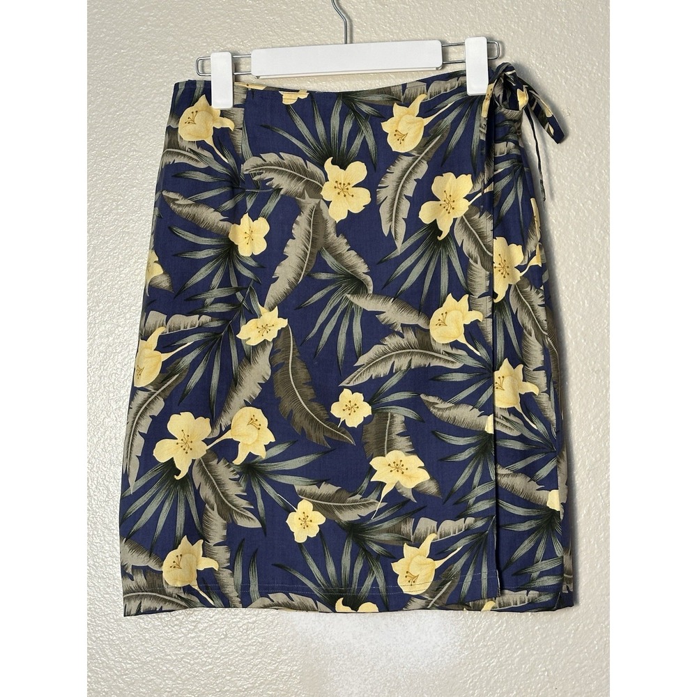 Vintage Pearl Head Bay Size 10 Tropical Floral 100% Silk Wrap Skirt